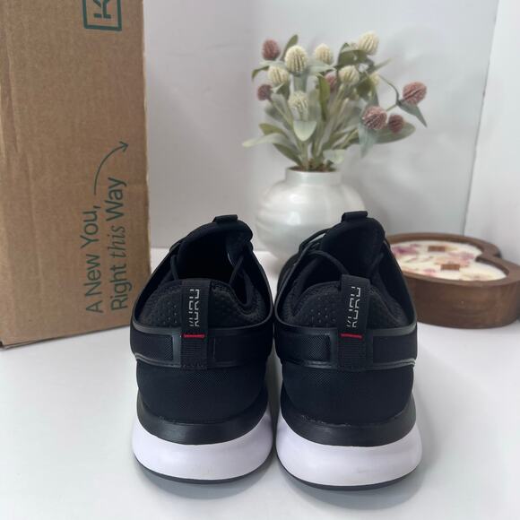 Kuru Atom Walking Comfort Sneaker Jet Black/White/Fire Red Men 12.5 Medium NWB